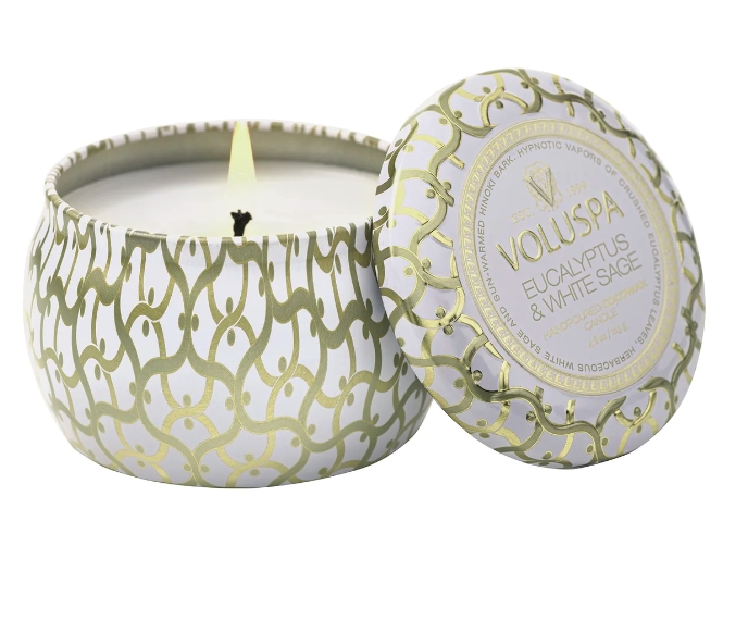 Voluspa Mini Tin 25t Eucalyptus & White Sage - WoiWoi Klær og Interiør